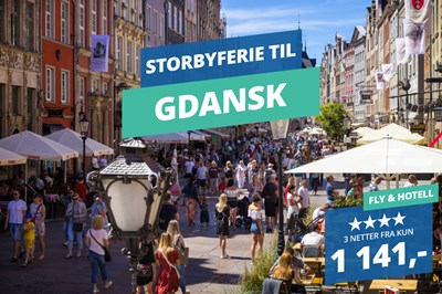3 netter i Gdansk med både fly og hotell fra 1 141,-