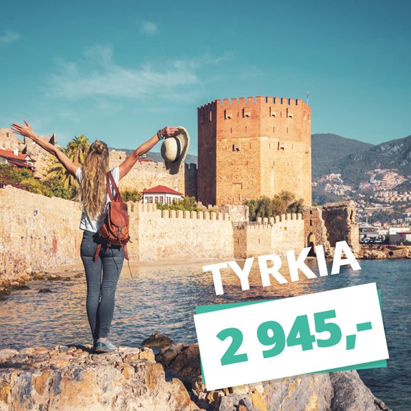 Reis på en ukes strandferie til Tyrkia i mai fra 2 945,-