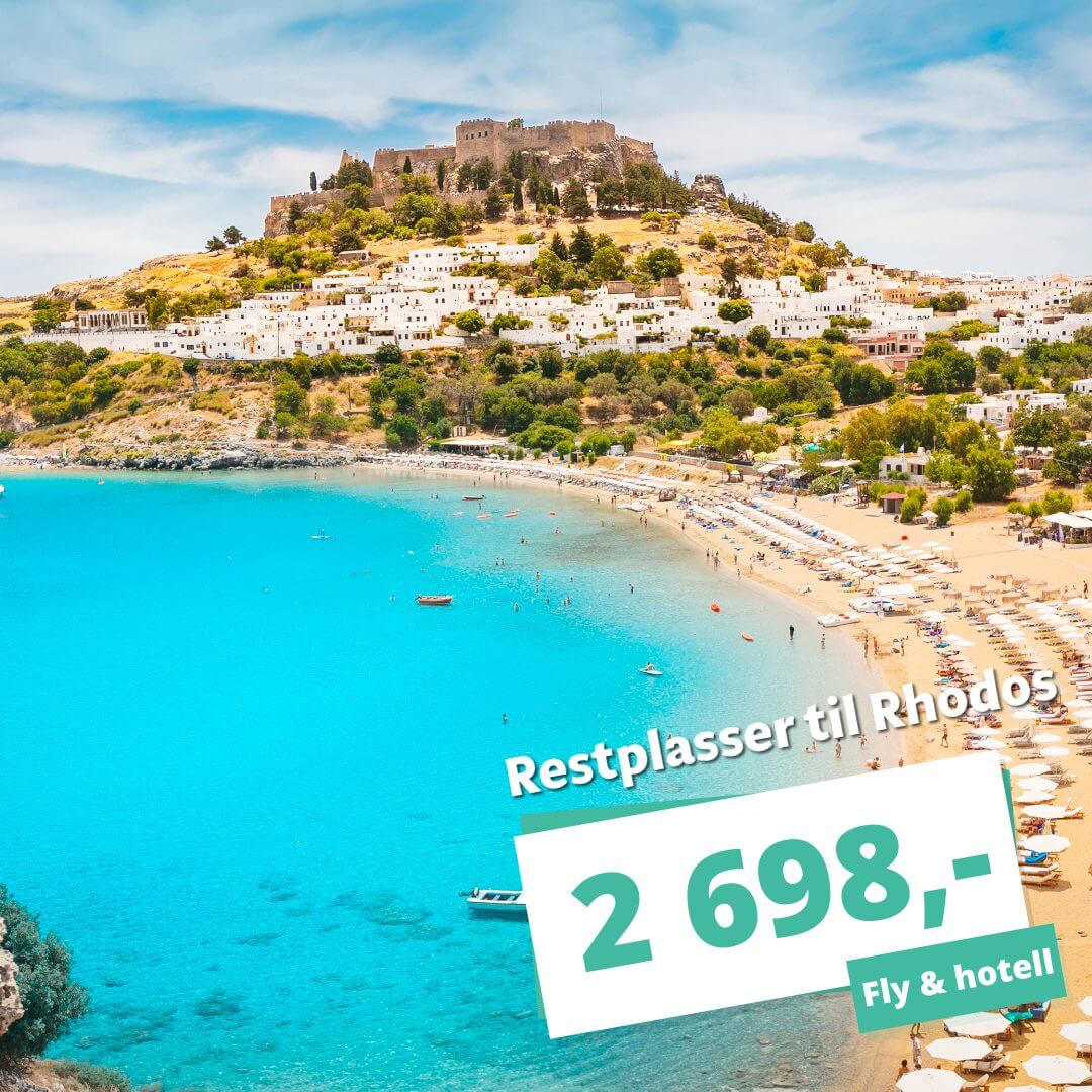 Restplasser til solfylte Rhodos fra 2 698,-