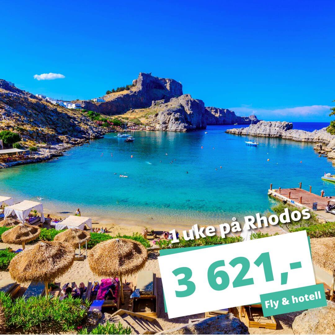 𝗕𝗟𝗔𝗖𝗞 𝗪𝗘𝗘𝗞-𝗧𝗜𝗟𝗕𝗨𝗗! Reis på 1 ukes ferie til Rhodos i september fra KUN 3 621,-