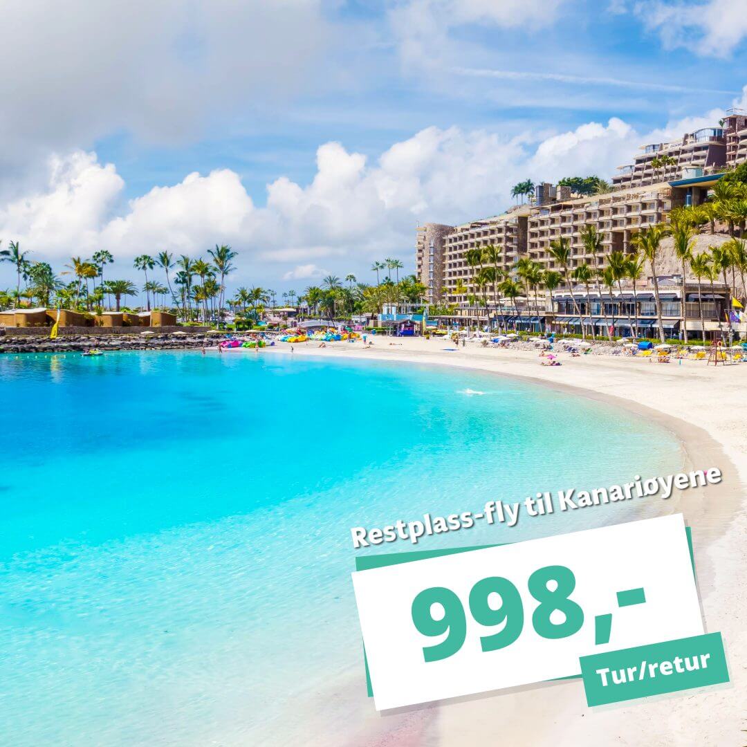 Restplass-fly t/r til Kanariøyene fra 998,-