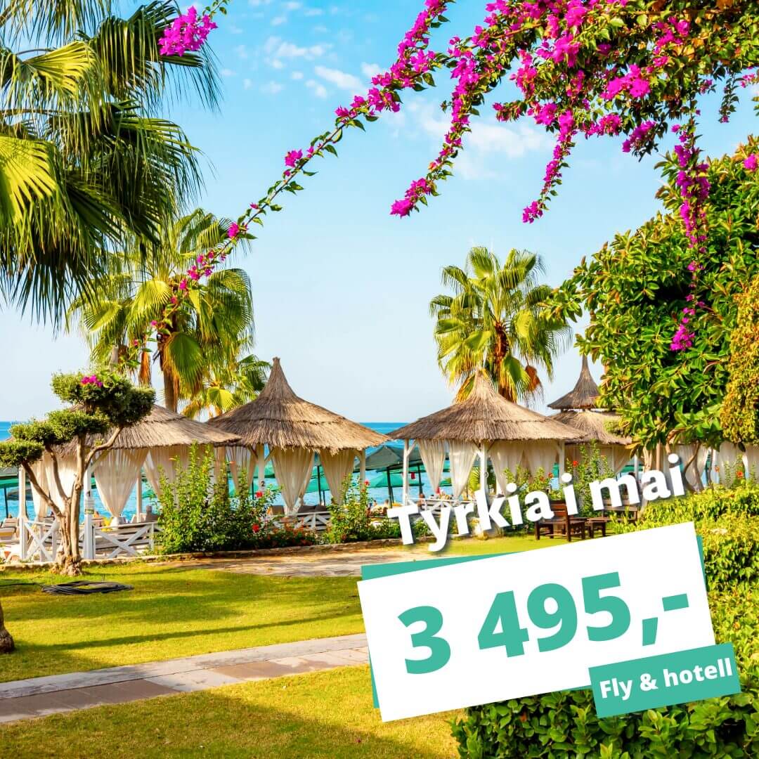Reis på en ukes strandferie til Tyrkia i mai fra 3 495,-